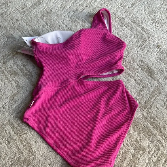 MICHAEL Michael Kors Pink Asymmetrical One-Piece Swimsuit - Picture 4 of 5